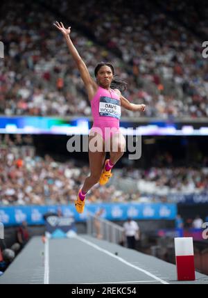 Tara Davis-Woodhall of the USA competing in the women’s long jump at the Wanda Diamond League London Event, London Stadium on the 23rd July 2023. Phot Stock Photo