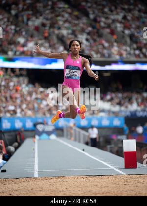 Tara Davis-Woodhall of the USA competing in the women’s long jump at the Wanda Diamond League London Event, London Stadium on the 23rd July 2023. Phot Stock Photo