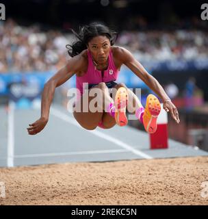 Tara Davis-Woodhall of the USA competing in the women’s long jump at the Wanda Diamond League London Event, London Stadium on the 23rd July 2023. Phot Stock Photo