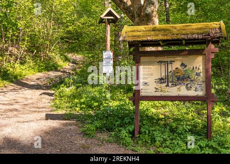 Signposting of the hiking trails in the Selketal Harz region Stock Photo