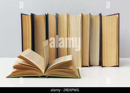 Beautiful arrangement different books 4. Resolution and high quality beautiful photo Stock Photo