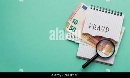 Top view financial elements arrangement with copy space. High resolution photo Stock Photo