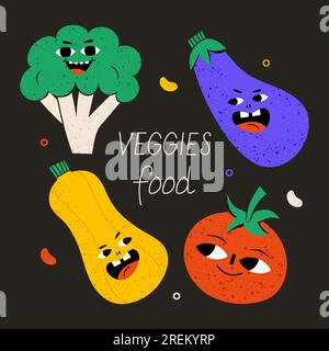 Vegetarian poster with slogan. Cute vegetable Stock Vector