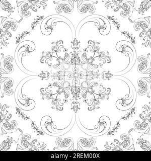 Hand drawn seamless floral pattern on a white background, vector textile template Stock Photo