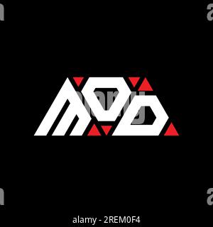 MOD triangle letter logo design with triangle shape. MOD triangle logo design monogram. MOD triangle vector logo template with red color. MOD triangul Stock Vector