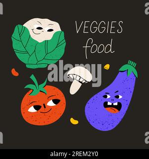 Vegetarian poster with slogan. Cute vegetable Stock Vector