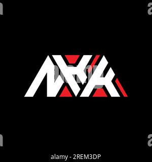 NKK triangle letter logo design with triangle shape. NKK triangle logo design monogram. NKK triangle vector logo template with red color. NKK triangul Stock Vector