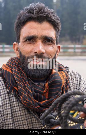 Khansahib Tehsil, Jammu and Kashmir, India. October 31, 2022. Portrait of a man in Jammu and Kashmir. Stock Photo