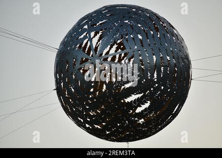 sculpture of a fern globe suspended in the Wellington Civic Square, New Zealand Stock Photo