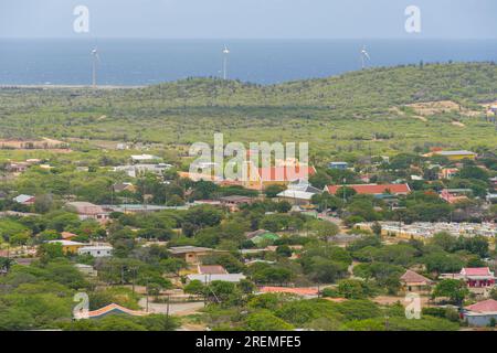 The view of Rincon and the Caribbean Sea, Bonaire, Caribbean Netherlands. Stock Photo