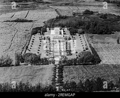 Laie, Hawaii:  October 2, 1930 The Mormon Temple at Laie on Oahu. It is the fifth oldest in the world, and the first LDS temple to built outside the continental United States. It was dedicated in 1919. Stock Photo