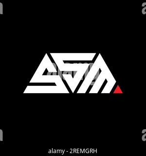 SSM triangle letter logo design with triangle shape. SSM triangle logo design monogram. SSM triangle vector logo template with red color. SSM triangul Stock Vector