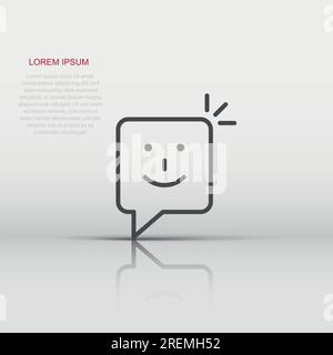 Happy sms icon in flat style. Message speech bubble vector illustration on white isolated background. Envelope business concept. Stock Vector