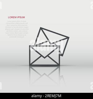 Email message icon in flat style. Mail document vector illustration on white isolated background. Message correspondence business concept. Stock Vector