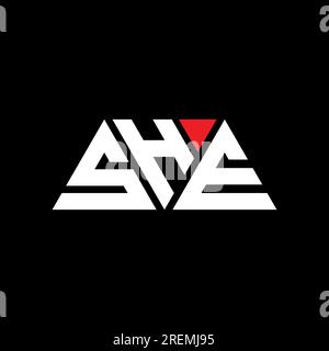 SHE triangle letter logo design with triangle shape. SHE triangle logo design monogram. SHE triangle vector logo template with red color. SHE triangul Stock Vector