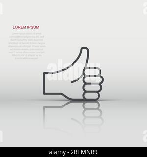 Thumb up icon in flat style. Like gesture vector illustration on white isolated background. Approval mark business concept. Stock Vector