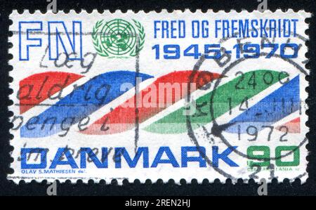 DENMARK - CIRCA 1970: stamp printed by Denmark, shows UN Emblem, circa 1970 Stock Photo