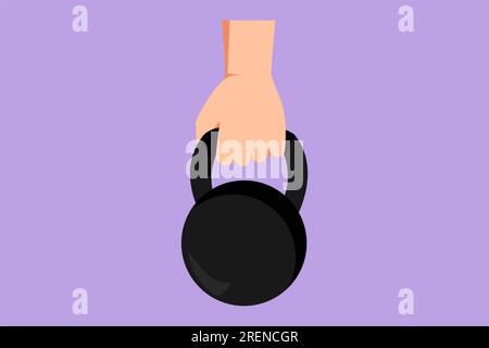 Cartoon flat style drawing of kettlebell weight. Hand lifted kettlebell ...