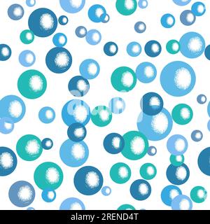 Seamless blue bubbles pattern. Water bubbles background. Soap vector illustration. Stock Vector