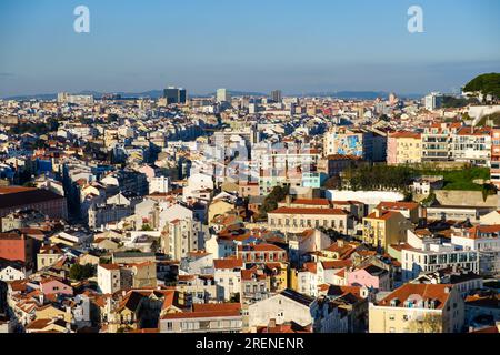 Lisbon, Portugal - January 2, 2020 : Panoramic view of the beautiful city of Lisbon Portugal Stock Photo