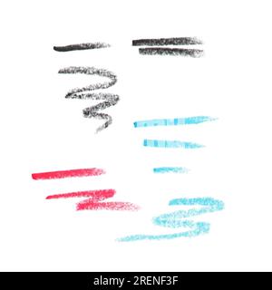 The texture of pencil and chalk in different shapes. set . Hand drawn. Green, yellow, blue, Vector illustration Stock Vector