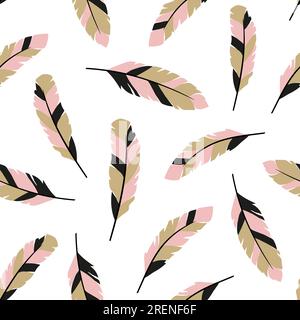 Seamless vector pattern with feathers. Stock Vector
