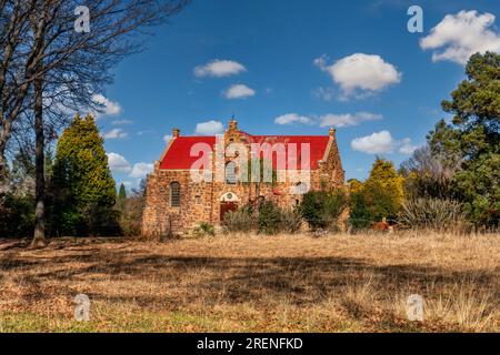 Dullstroom Stone church, The historical Netherlands Reform Church built in 1892, hewn from locally quarried stone, South Africa Stock Photo