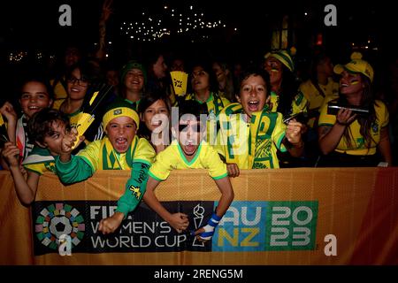 Fans are seen prior to the FIFA Women's World Cup 2023 match France Women vs Brazil Women at Suncorp Stadium, Brisbane, Australia, 29th July 2023  (Photo by Patrick Hoelscher/News Images) Stock Photo