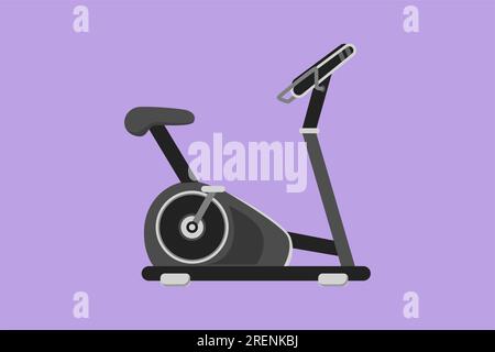 Graphic flat design drawing static bike fitness sport icon, logotype ...