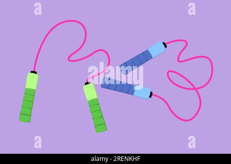 Graphic flat design drawing stylized jump rope or skipping rope logo, label, icon, symbol. Sport, fitness, cardio, martial art, boxing accessories. He Stock Photo