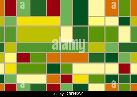 Top view of mosaic rectangular farmfield. Aerial view of the agricultural landscape. Seamless pattern of fields and paths between them. Growing wheat, Stock Vector