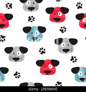 Seamless childish pattern with cute dogs. Stock Vector