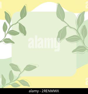 Botanical template with plants and copy space for a text. Hand drawn elements in elegant vector illustration Stock Vector
