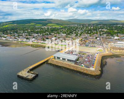 Aerial view from drone of waterfront and new leisure centre at  Helensburgh, Argyll and Bute, Scotland, UK Stock Photo