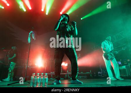 Fredrikstad, Norway. 28th, July 2023. The Swedish ska band Hoffmaestro performs a live concert during the Norwegian festival Maanefestivalen 2023 in Fredrikstad. (Photo credit: Gonzales Photo - Per-Otto Oppi). Stock Photo