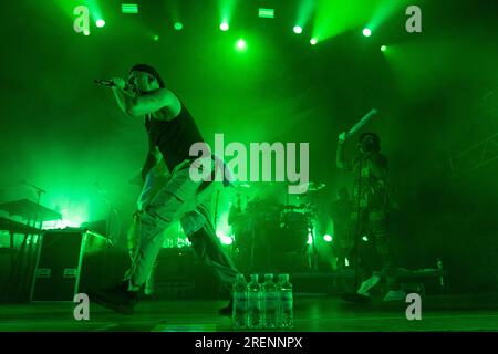 Fredrikstad, Norway. 28th, July 2023. The Swedish ska band Hoffmaestro performs a live concert during the Norwegian festival Maanefestivalen 2023 in Fredrikstad. (Photo credit: Gonzales Photo - Per-Otto Oppi). Stock Photo