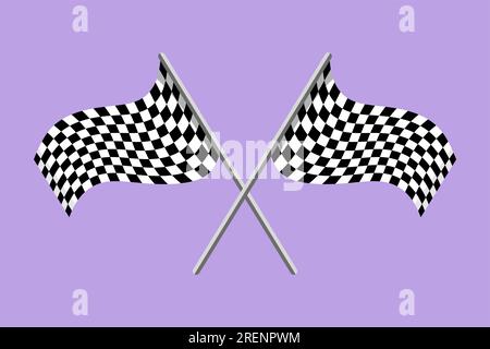 Graphic flat design drawing pair of finish flag icon, logo, label, template. Racing sign or symbol. Checkered racing flag. Black and white flag. Finis Stock Photo