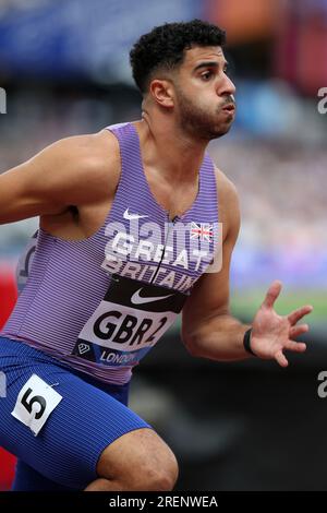 Adam GEMILI on the first leg for team Great Britain 2 in the Men's 4 x 100m Relay Final at the 2023, IAAF Diamond League, Queen Elizabeth Olympic Park, Stratford, London, UK. Stock Photo