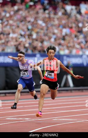 Koki UEYAMA (Japan) crossing the finish line in the Men's 4 x 100m ...