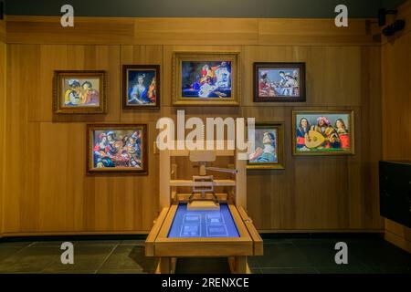 Budapest, Stadtwäldchen Varosliget, Haus der Ungarischen Musik, Ausstellung // Budapest, Varosliget, Hungarian House of Music, Zene Háza Stock Photo