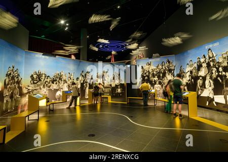 Budapest, Stadtwäldchen Varosliget, Haus der Ungarischen Musik, Ausstellung Popmusik im Kommunismus // Budapest, Varosliget, Hungarian House of Music, Stock Photo