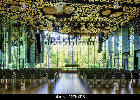 Budapest, Stadtwäldchen Varosliget, Haus der Ungarischen Musik, Sou Fujimoto 2022 // Budapest, Varosliget, Hungarian House of Music, Zene Háza Stock Photo