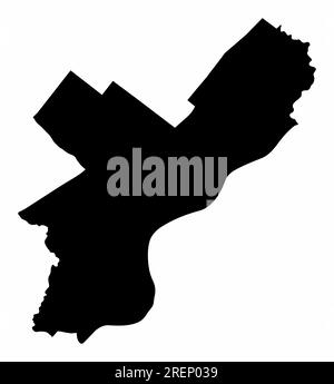 Philadelphia city map silhouette isolated on white background Stock Vector