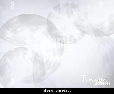 Transparent spheres. Abstract subtle background with light grey circles. Vector pattern Stock Vector