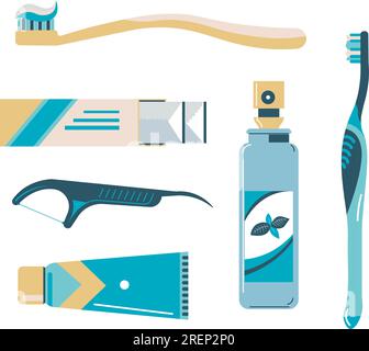 Dental and oral care products vector illustration in a flat design ...