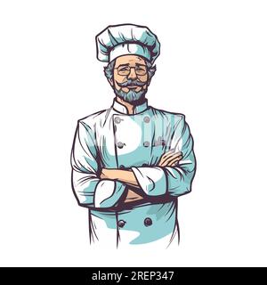 Chef logo design. Abstract drawing chef, cook or baker logo icon. Cute vector illustration Stock Vector