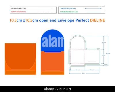 Custom card envelope die line template and 3D vector envelope Stock Vector