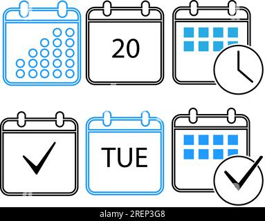 Calendar Icon set, collection of calendar symbol Stock Vector