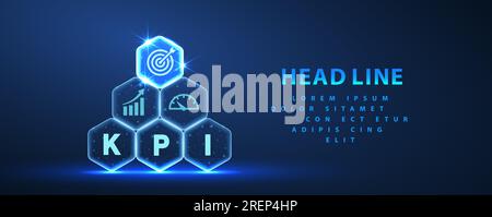 HR manage. Abstract pyramid of hexagons with KPI icons. Digital report Stock Vector