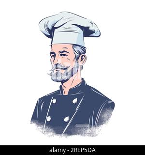 Chef logo design. Abstract drawing chef, cook or baker logo icon. Cute vector illustration Stock Vector